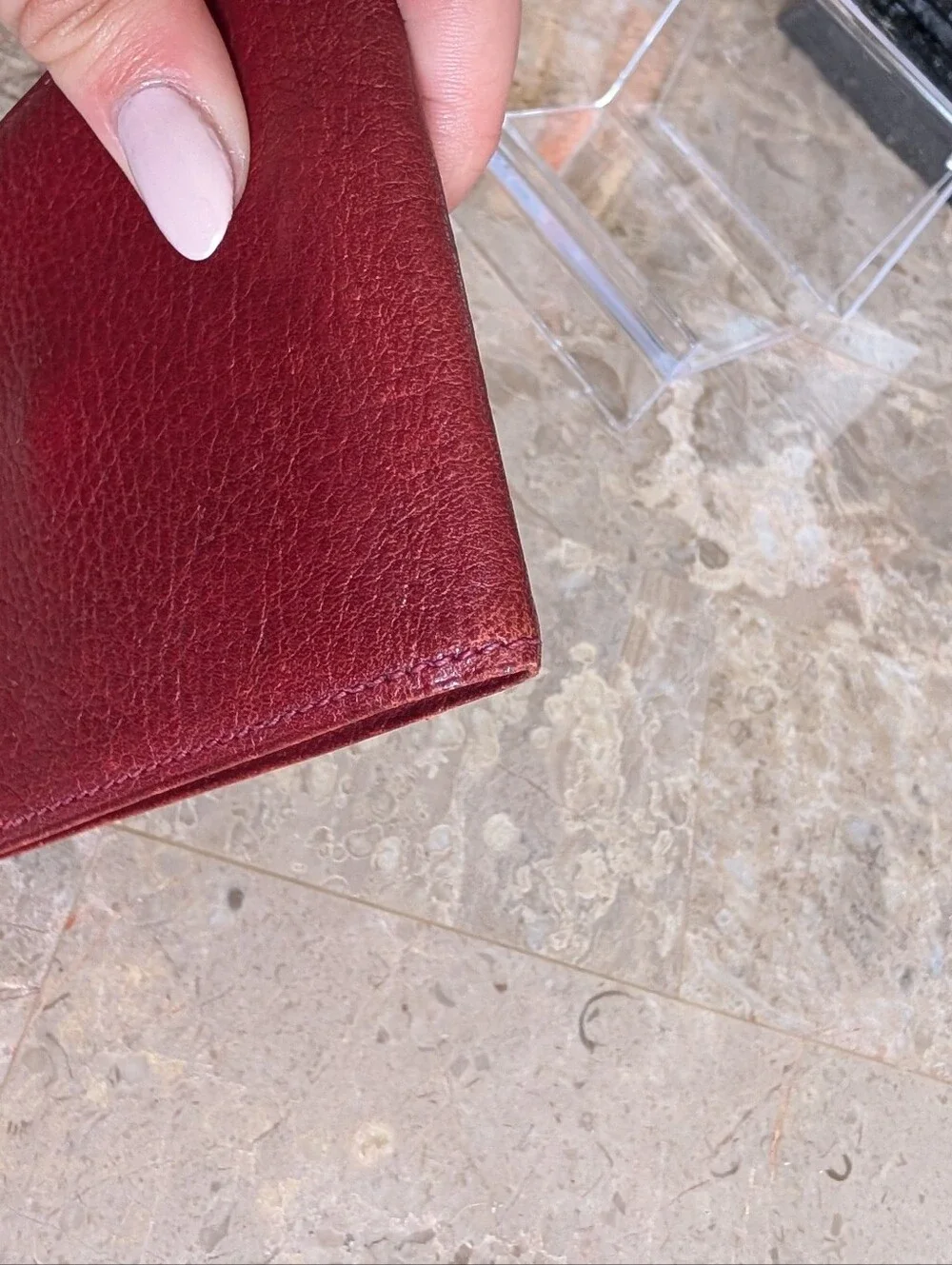 Burberry Men's Card Holder Bifold Wallet - Burgundy Leather